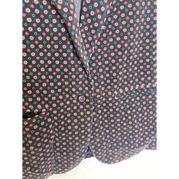 JR Bentley Japanese Velour Geometric Print Blazer Jacket Cotton Lined EUC Sz M - Picture 4 of 13